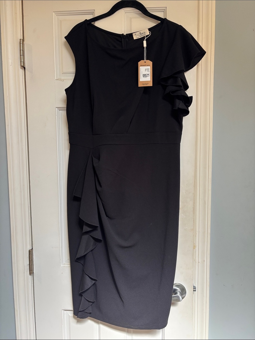 Black Ruffle Sheath Dress - Classic Women's Cocktail Dress